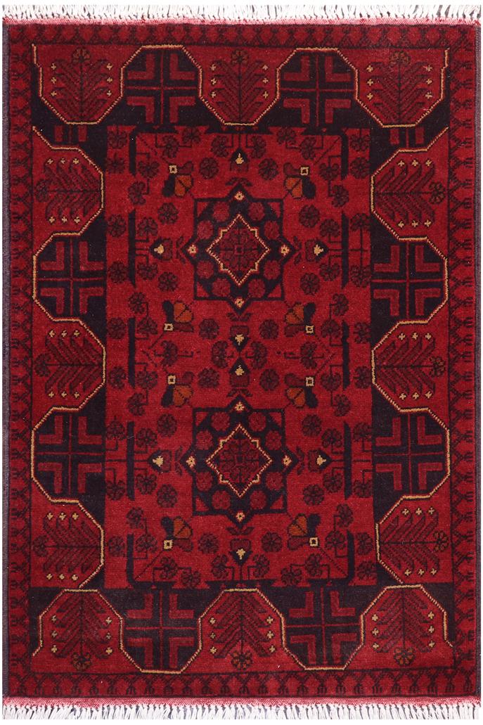 handmade Tribal Biljik Khal Mohammadi Red Blue Hand Knotted RECTANGLE 100% WOOL area rug 3x4