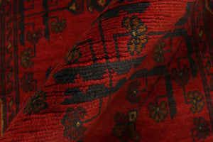 handmade Tribal Biljik Khal Mohammadi Red Blue Hand Knotted RUNNER 100% WOOL Runner 3x13