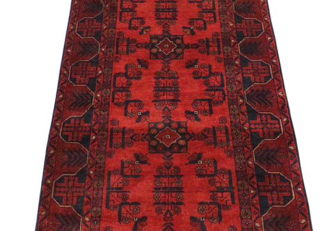 handmade Tribal Biljik Khal Mohammadi Red Blue Hand Knotted RUNNER 100% WOOL Runner 3x9