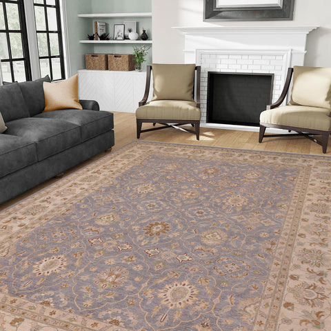 handmade Traditional Kafkaz Gray Beige Hand Knotted RECTANGLE 100% WOOL area rug 10x14