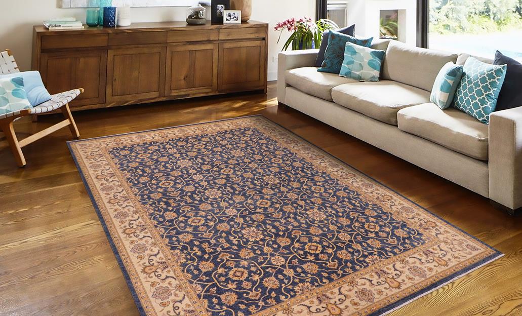 handmade Transitional Kafkaz Blue Beige Hand Knotted RECTANGLE 100% WOOL area rug 9 x 12