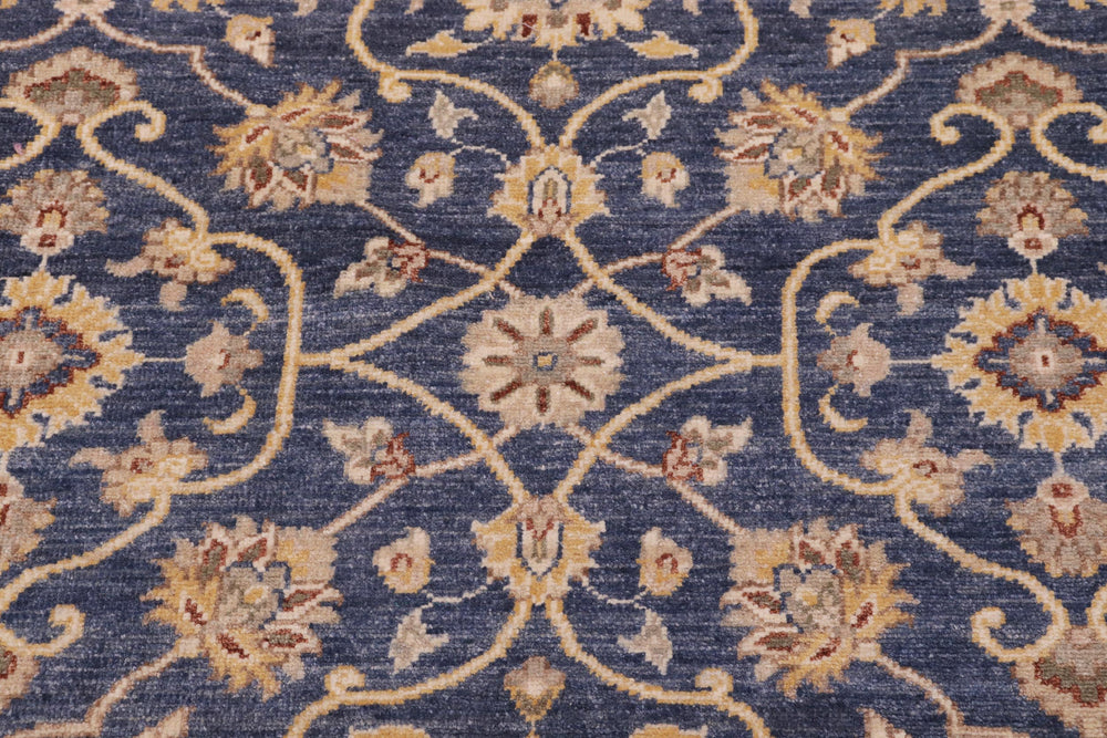 handmade Transitional Kafkaz Blue Beige Hand Knotted RECTANGLE 100% WOOL area rug 9' x 12'