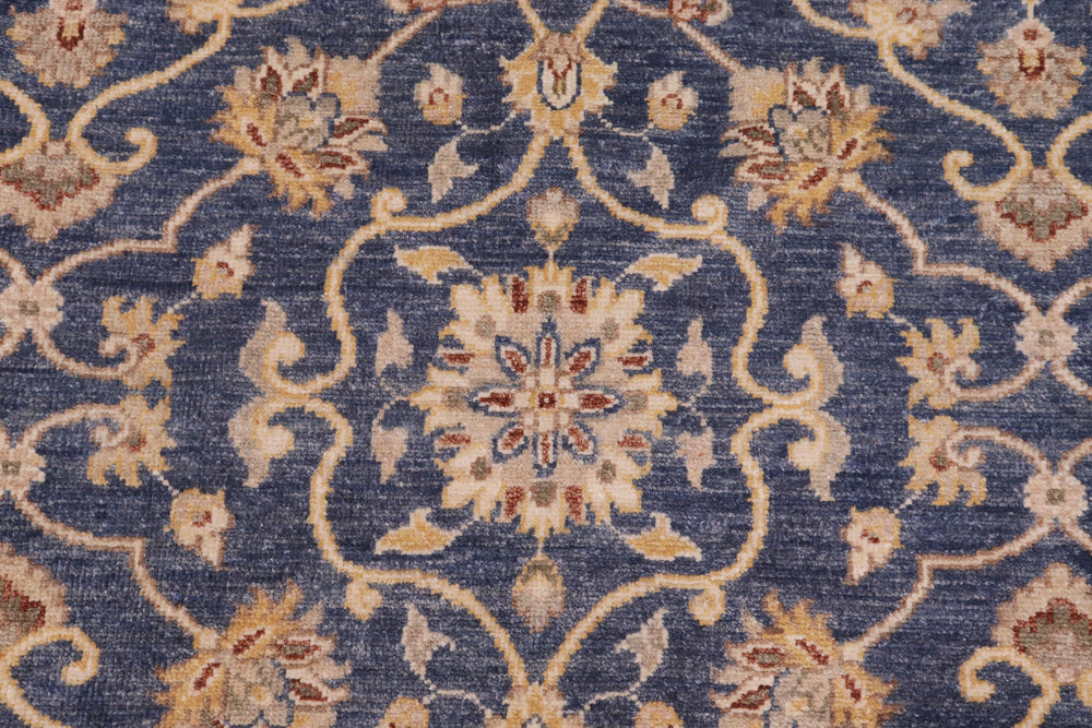handmade Transitional Kafkaz Blue Beige Hand Knotted RECTANGLE 100% WOOL area rug 9' x 12'