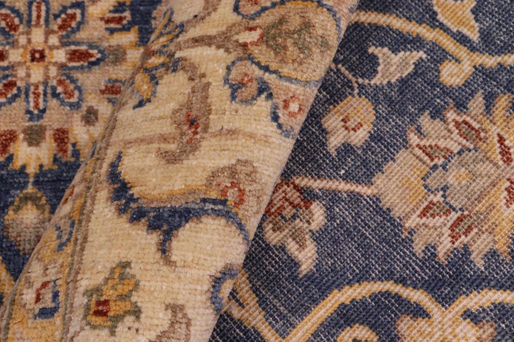 handmade Transitional Kafkaz Blue Beige Hand Knotted RECTANGLE 100% WOOL area rug 9 x 12