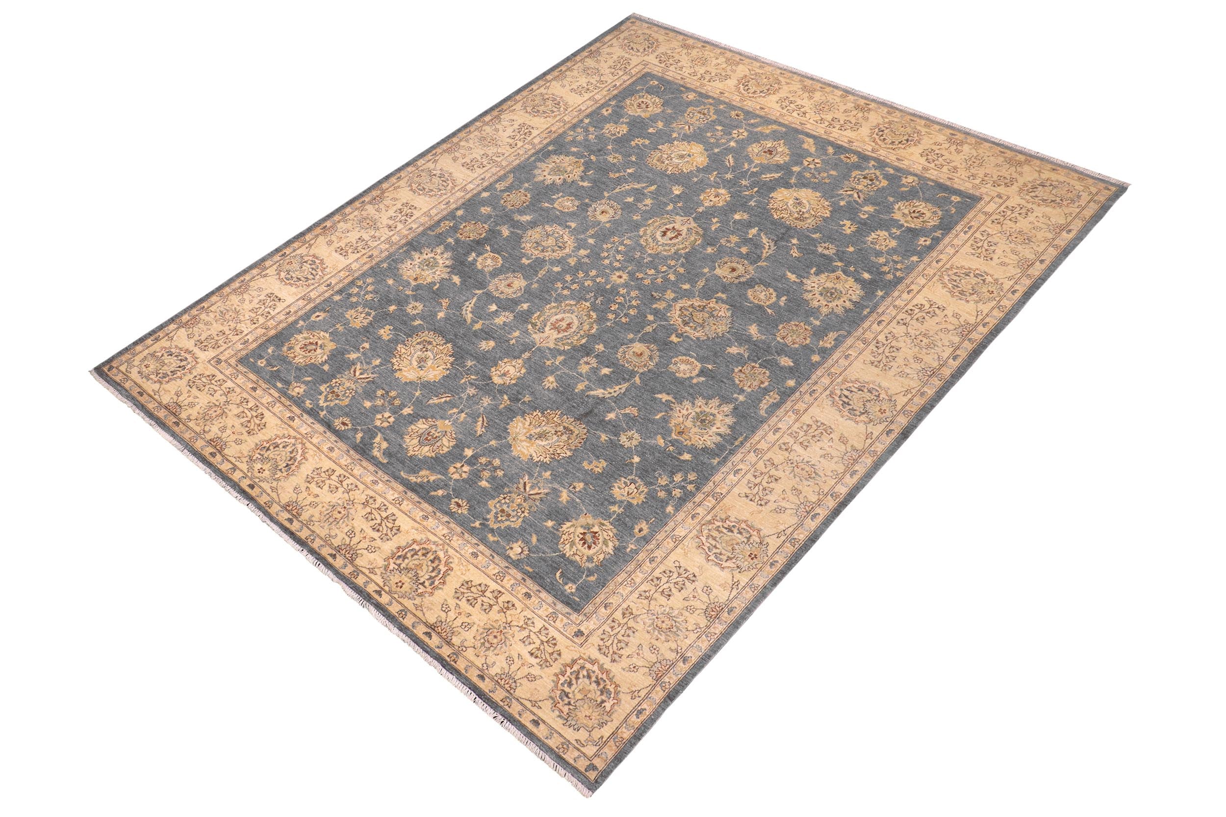 handmade Traditional Kafkaz Blue Gray Hand Knotted RECTANGLE 100% WOOL area rug 9x12