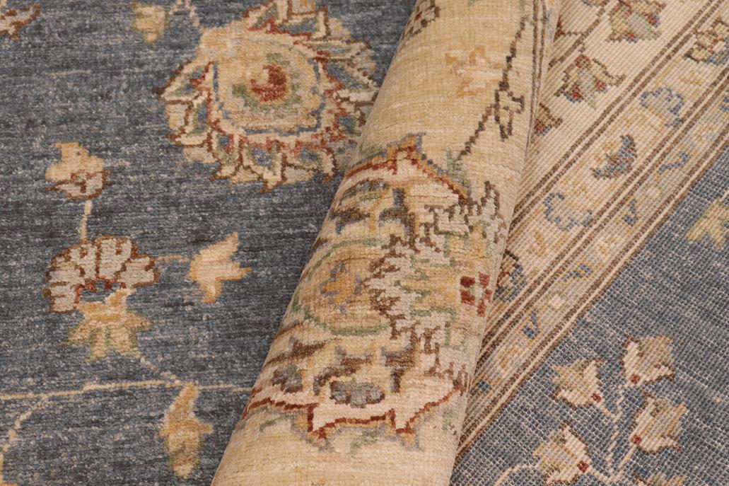 handmade Traditional Kafkaz Blue Gray Hand Knotted RECTANGLE 100% WOOL area rug 9 x 12