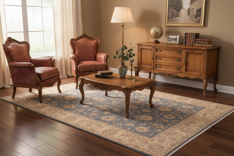 Chic Ziegler Kaylah Blue/Gray Hand Knotted Wool Rug - 8'10'' x 11'10''