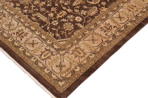 handmade Traditional Kafkaz Brown Tan Hand Knotted RECTANGLE 100% WOOL area rug 10x14