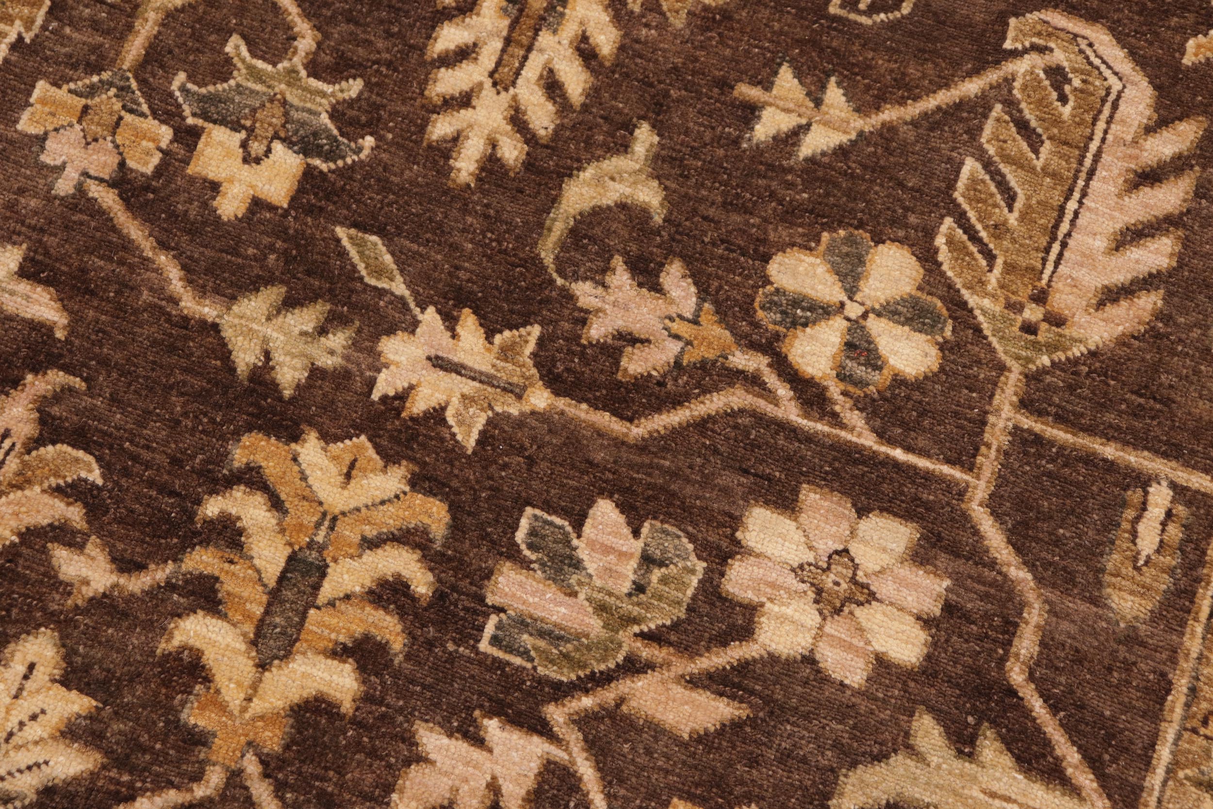 handmade Traditional Kafkaz Brown Tan Hand Knotted RECTANGLE 100% WOOL area rug 10x14