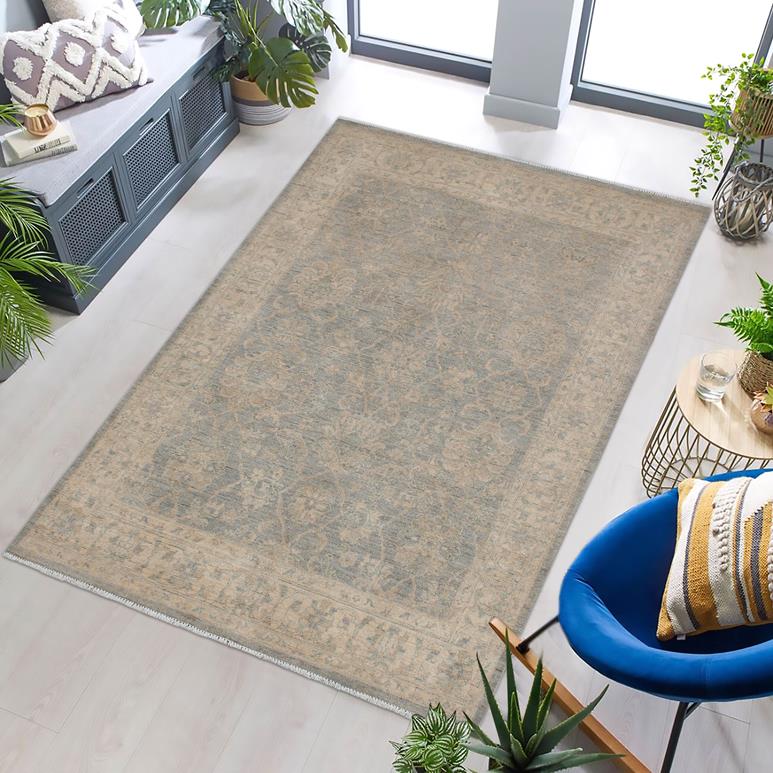 handmade Traditional Kafkaz Gray Beige Hand Knotted RECTANGLE 100% WOOL area rug 5 x 7