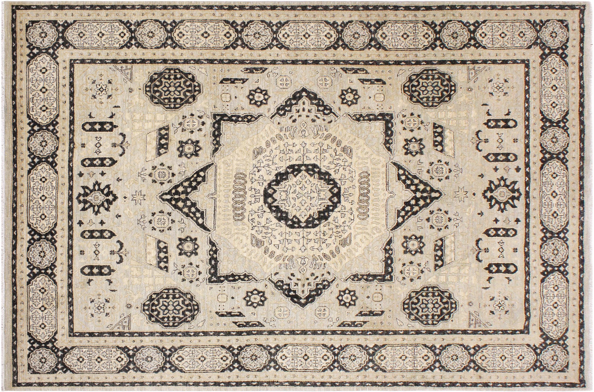 handmade Geometric Mamluk Gray Black Hand Knotted RECTANGLE 100% WOOL area rug 9 x 12