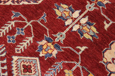 handmade Geometric Super Kazak Red Beige Hand Knotted RECTANGLE 100% WOOL area rug 9' x 12'