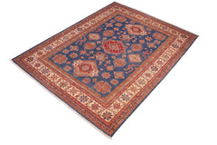handmade Geometric Super Kazak Blue Beige Hand Knotted RECTANGLE 100% WOOL area rug 8 x 10