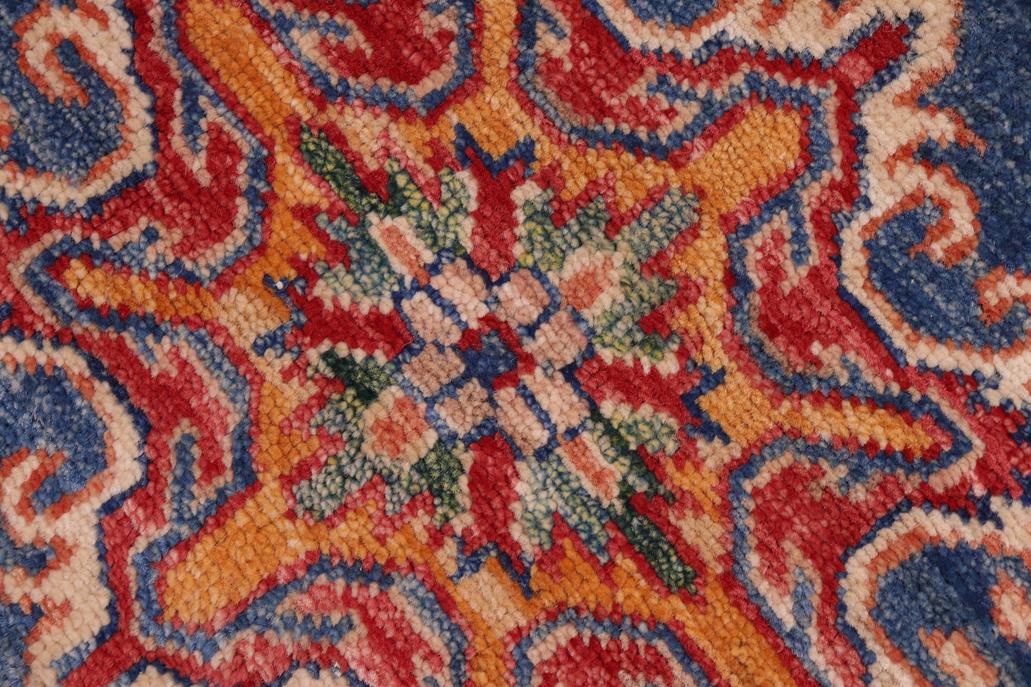 handmade Geometric Super Kazak Blue Beige Hand Knotted RECTANGLE 100% WOOL area rug 8 x 10