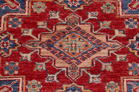 handmade Geometric Super Kazak Blue Beige Hand Knotted RECTANGLE 100% WOOL area rug 8' x 10'