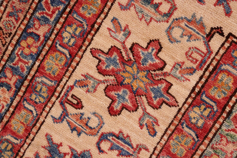 handmade Geometric Super Kazak Blue Beige Hand Knotted RECTANGLE 100% WOOL area rug 8' x 10'