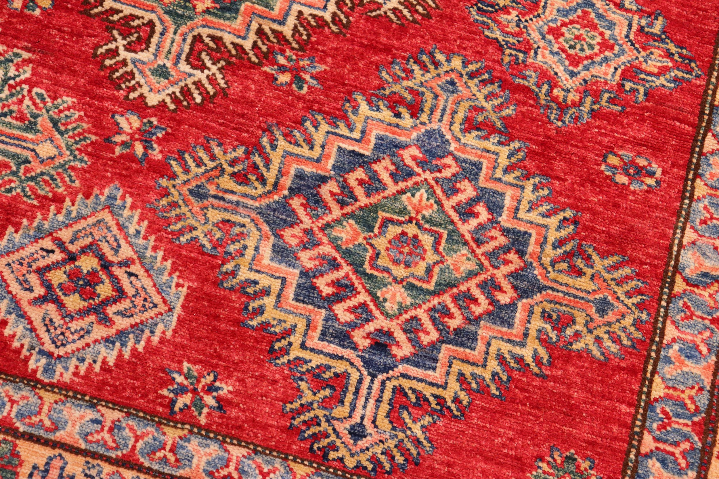 handmade Geometric Super Kazak Red Beige Hand Knotted RECTANGLE 100% WOOL area rug 8' x 10'