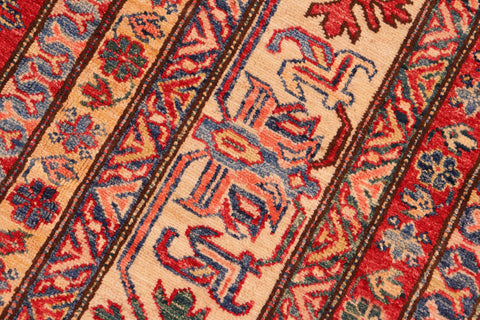 handmade Geometric Super Kazak Red Beige Hand Knotted RECTANGLE 100% WOOL area rug 8' x 10'