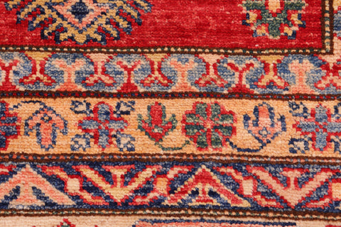 handmade Geometric Super Kazak Red Beige Hand Knotted RECTANGLE 100% WOOL area rug 8' x 10'