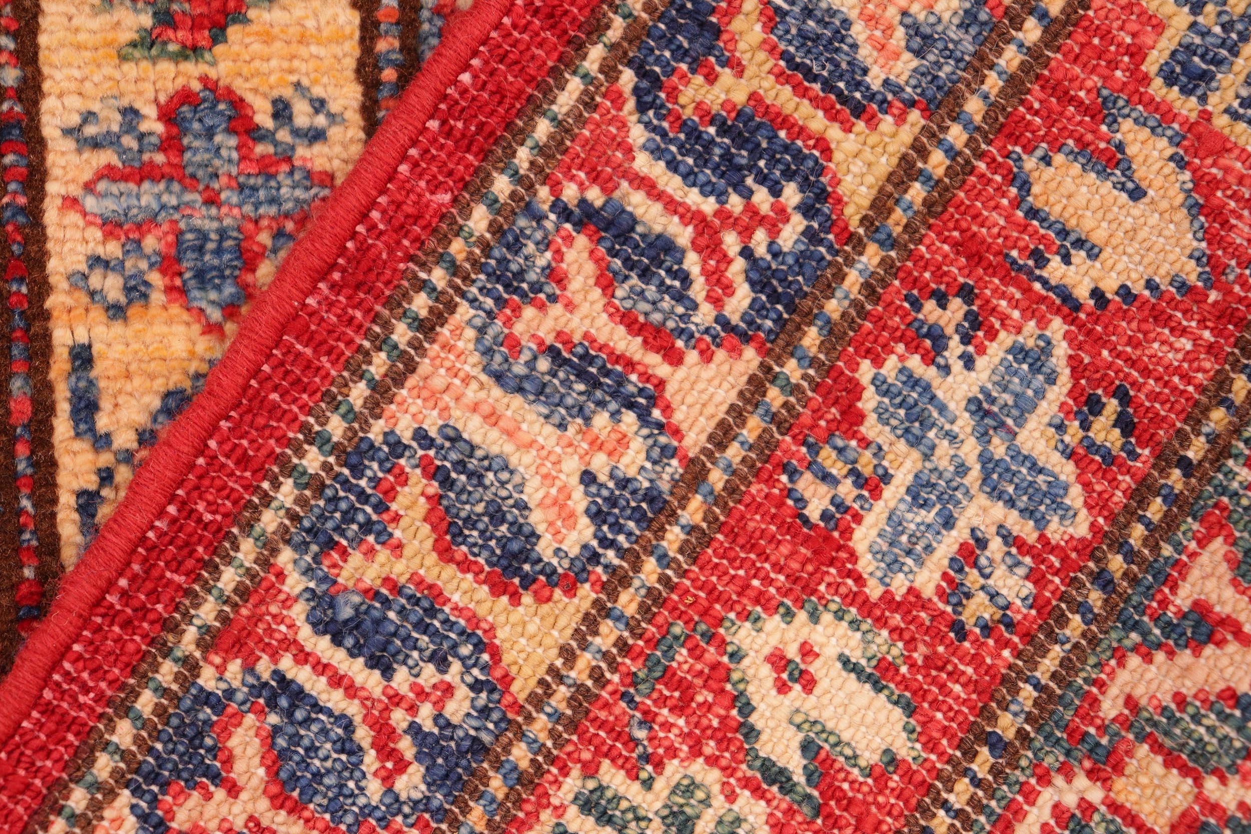 handmade Geometric Super Kazak Red Beige Hand Knotted RECTANGLE 100% WOOL area rug 8' x 10'