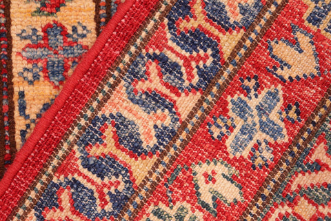 handmade Geometric Super Kazak Red Beige Hand Knotted RECTANGLE 100% WOOL area rug 8' x 10'