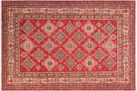 handmade Geometric Super Kazak Red Beige Hand Knotted RECTANGLE 100% WOOL area rug 8' x 10'