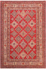 handmade Geometric Super Kazak Red Beige Hand Knotted RECTANGLE 100% WOOL area rug 8 x 10