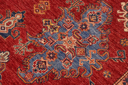 handmade Geometric Super Kazak Red Ivory Hand Knotted RECTANGLE 100% WOOL area rug 9' x 13'