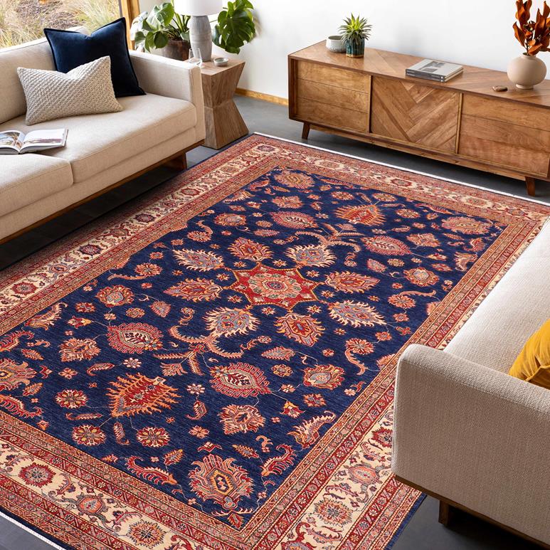 handmade Geometric Super Kazak Blue Beige Hand Knotted RECTANGLE 100% WOOL area rug 8 x 11