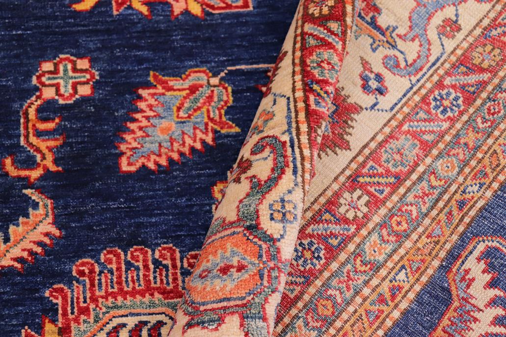 handmade Geometric Super Kazak Blue Beige Hand Knotted RECTANGLE 100% WOOL area rug 8 x 11