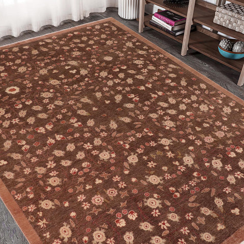 handmade Modern Kafkaz Brown Rust Hand Knotted RECTANGLE 100% WOOL area rug 10' x 14'
