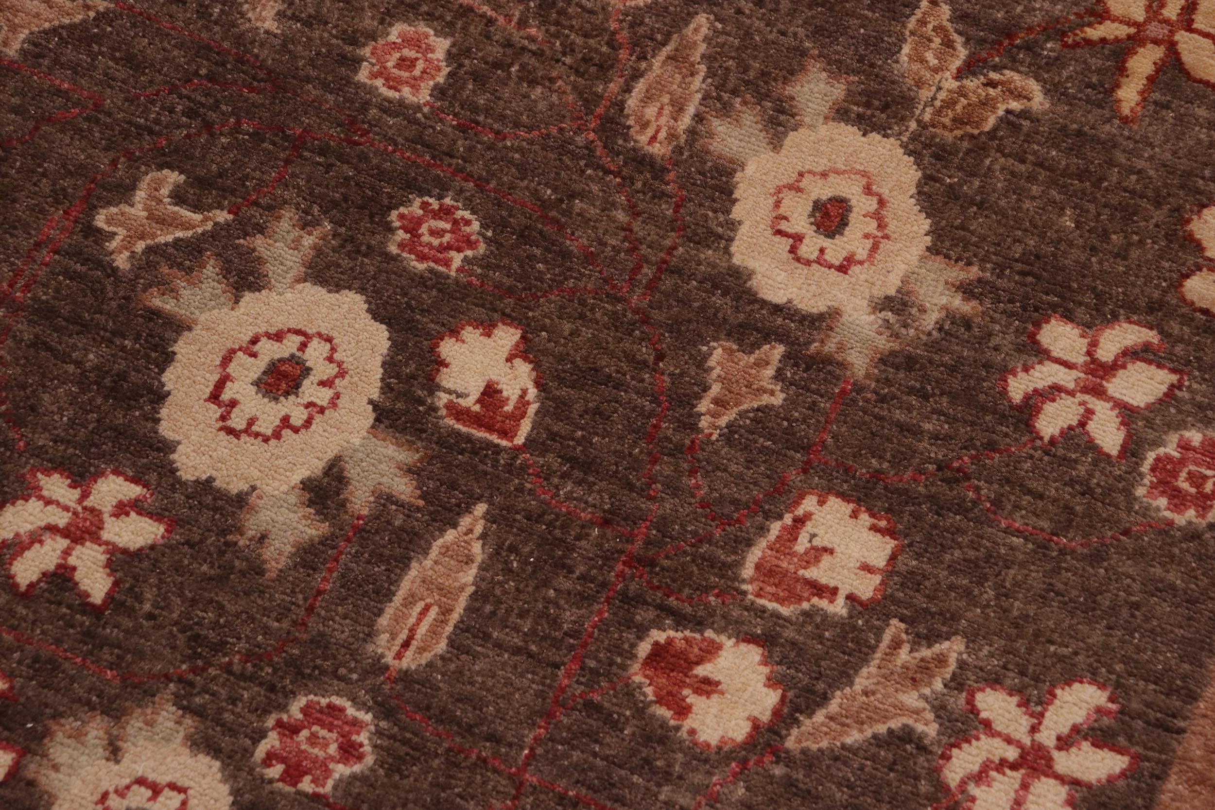 handmade Modern Kafkaz Brown Rust Hand Knotted RECTANGLE 100% WOOL area rug 10' x 14'