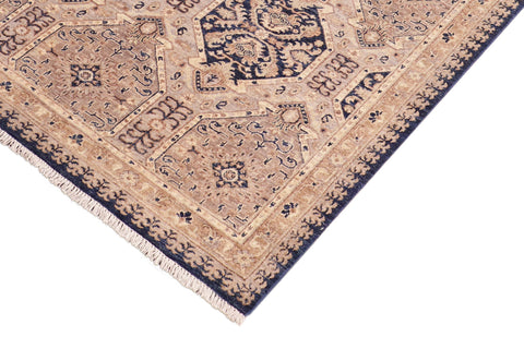 handmade Transitional Kafkaz Blue Beige Hand Knotted RECTANGLE 100% WOOL area rug 5' x 7'