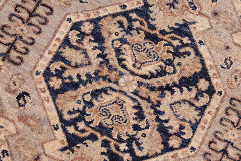 handmade Transitional Kafkaz Blue Beige Hand Knotted RECTANGLE 100% WOOL area rug 5' x 7'