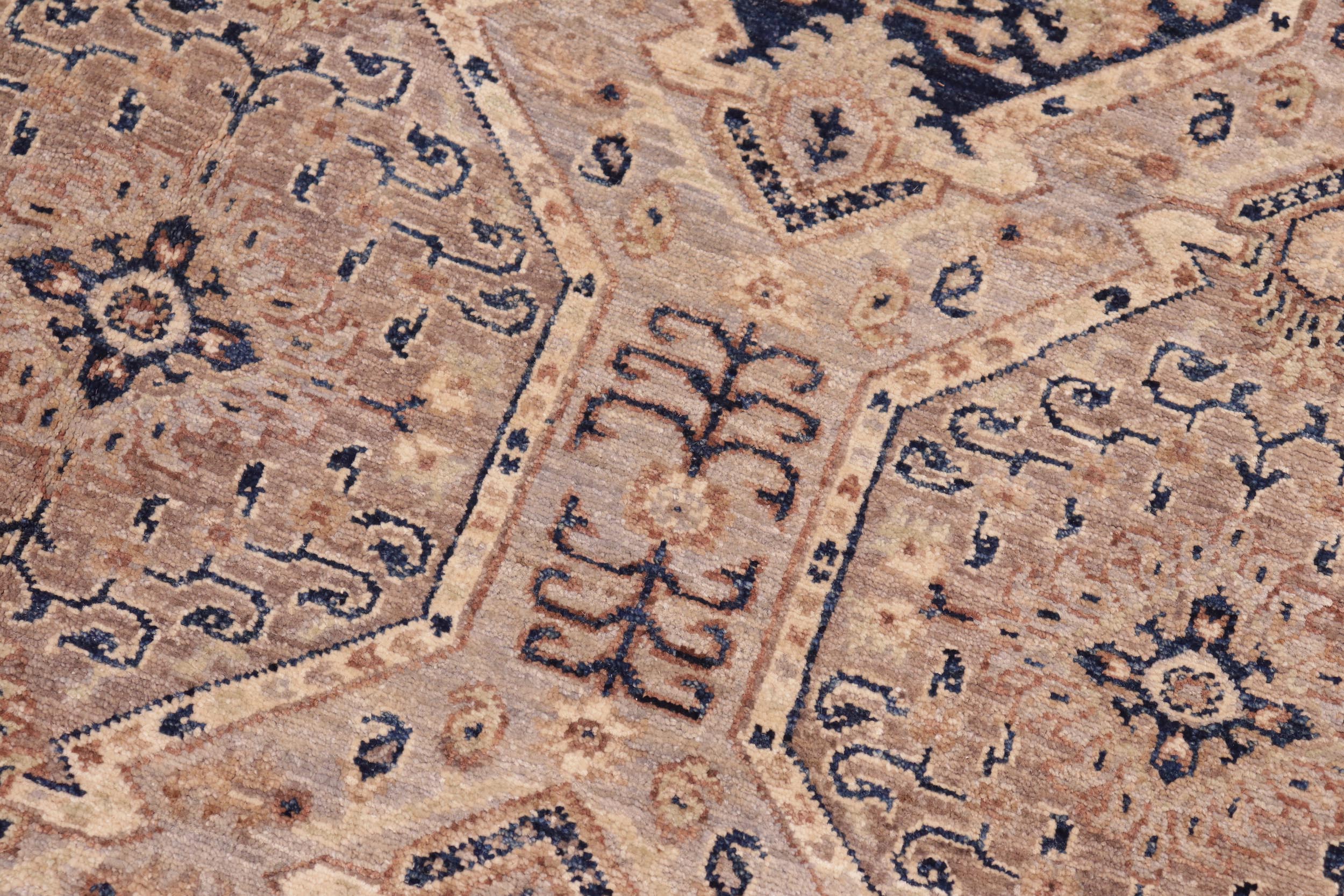 handmade Transitional Kafkaz Blue Beige Hand Knotted RECTANGLE 100% WOOL area rug 5' x 7'