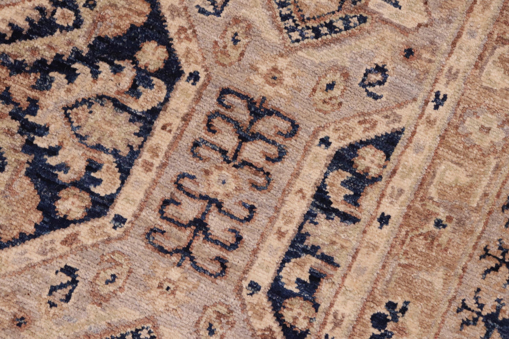 handmade Transitional Kafkaz Blue Beige Hand Knotted RECTANGLE 100% WOOL area rug 5' x 7'