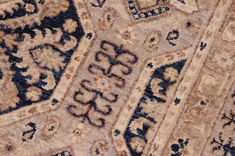 handmade Transitional Kafkaz Blue Beige Hand Knotted RECTANGLE 100% WOOL area rug 5' x 7'