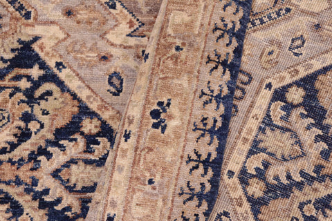 handmade Transitional Kafkaz Blue Beige Hand Knotted RECTANGLE 100% WOOL area rug 5' x 7'