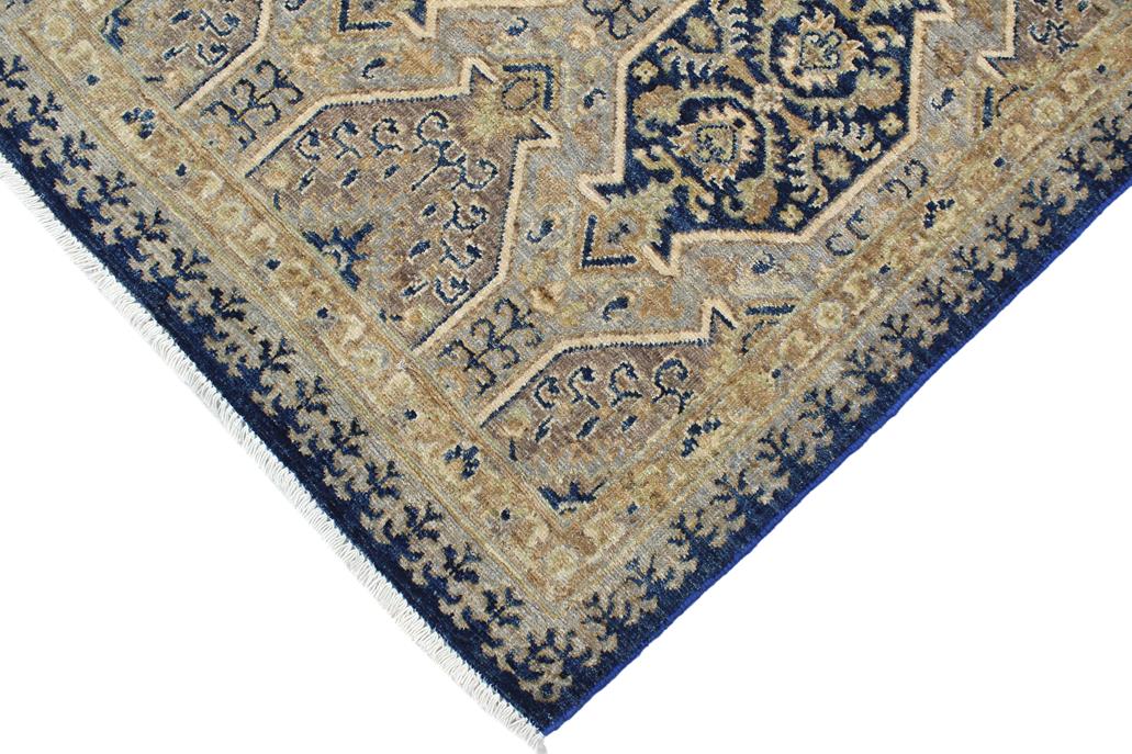 handmade Transitional Kafkaz Blue Beige Hand Knotted RECTANGLE 100% WOOL area rug 3 x 6