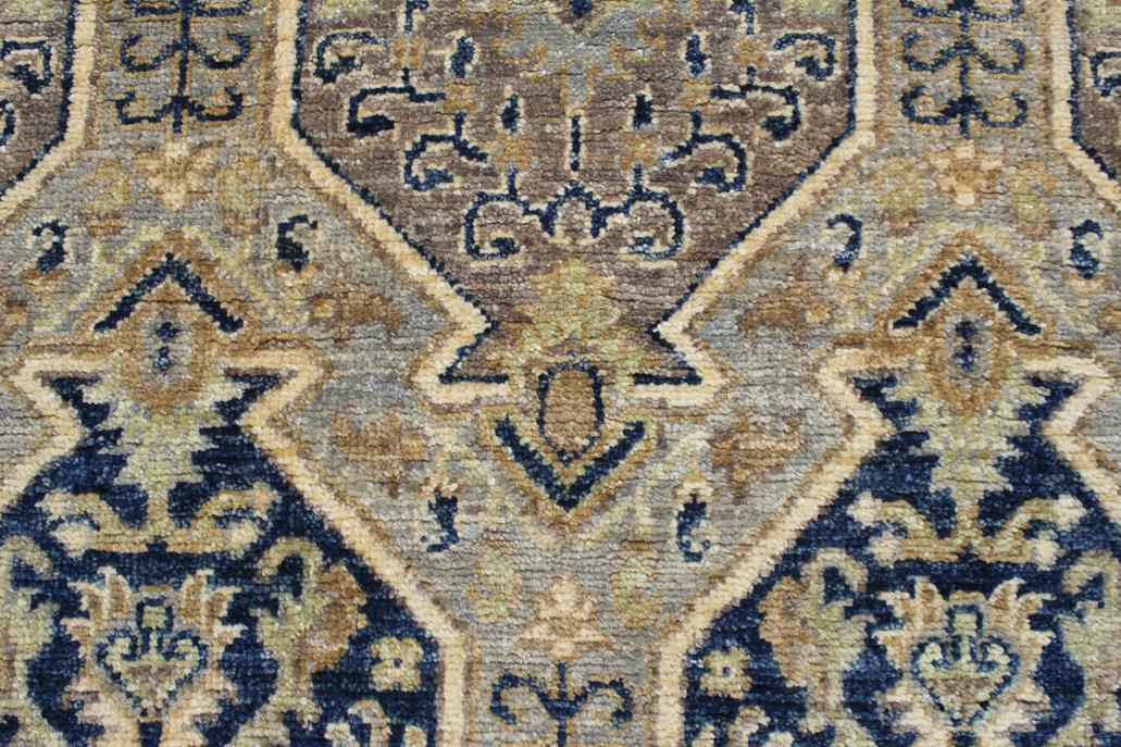 handmade Transitional Kafkaz Blue Beige Hand Knotted RECTANGLE 100% WOOL area rug 3 x 6