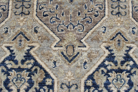 handmade Transitional Kafkaz Blue Beige Hand Knotted RECTANGLE 100% WOOL area rug 3' x 6'
