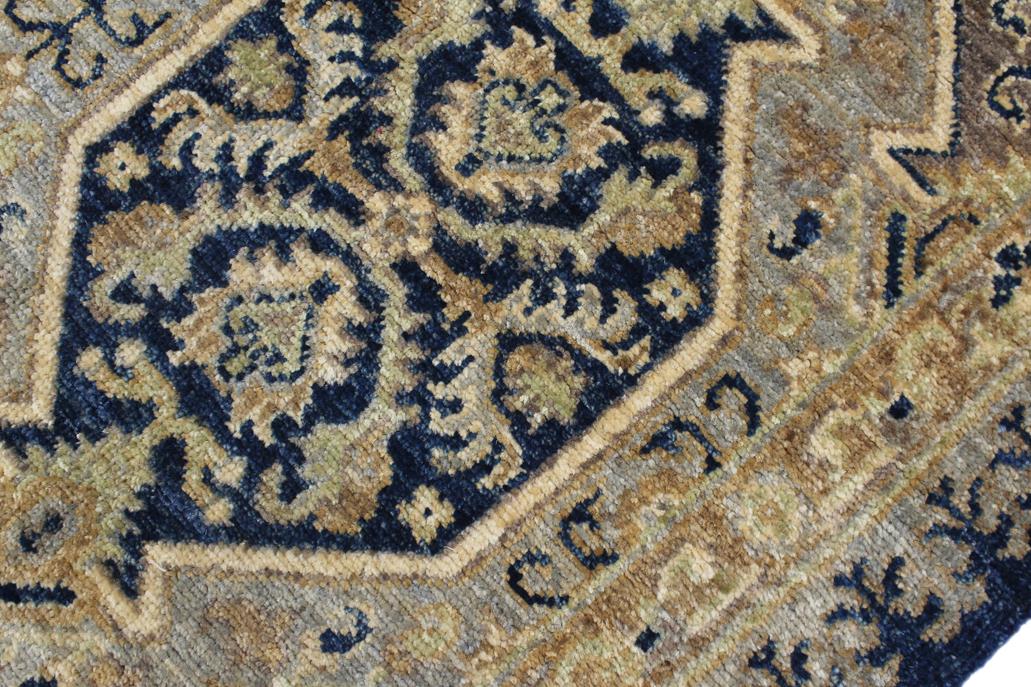 handmade Transitional Kafkaz Blue Beige Hand Knotted RECTANGLE 100% WOOL area rug 3 x 6