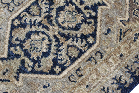 handmade Transitional Kafkaz Blue Beige Hand Knotted RECTANGLE 100% WOOL area rug 3' x 6'