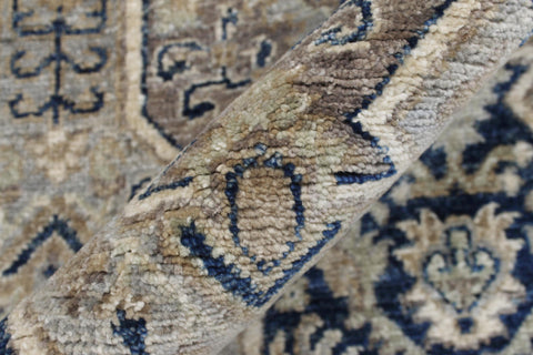 handmade Transitional Kafkaz Blue Beige Hand Knotted RECTANGLE 100% WOOL area rug 3' x 6'