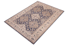 handmade Traditional Kafkaz Blue Beige Hand Knotted RECTANGLE 100% WOOL area rug 6 x 9
