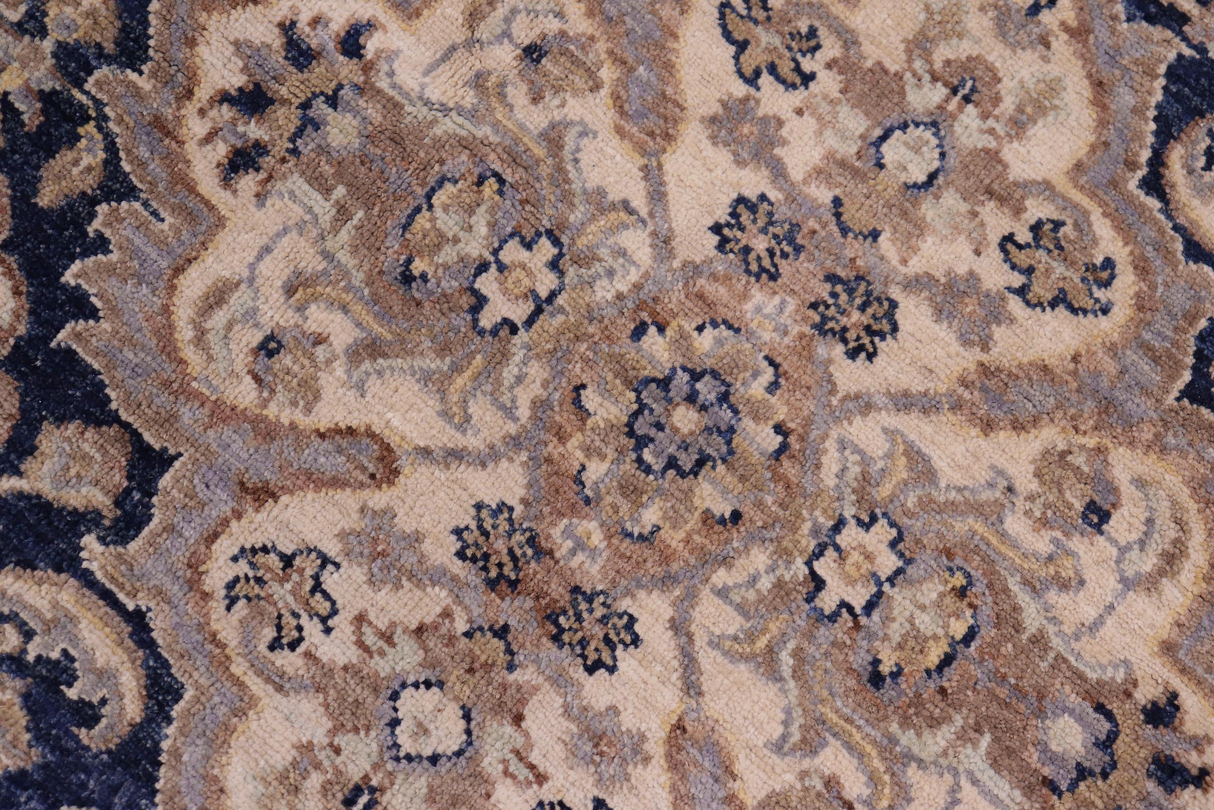 handmade Transitional Kafkaz Blue Beige Hand Knotted RECTANGLE 100% WOOL area rug 6' x 9'