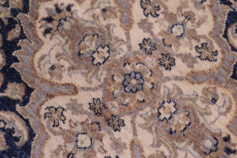 handmade Transitional Kafkaz Blue Beige Hand Knotted RECTANGLE 100% WOOL area rug 6' x 9'