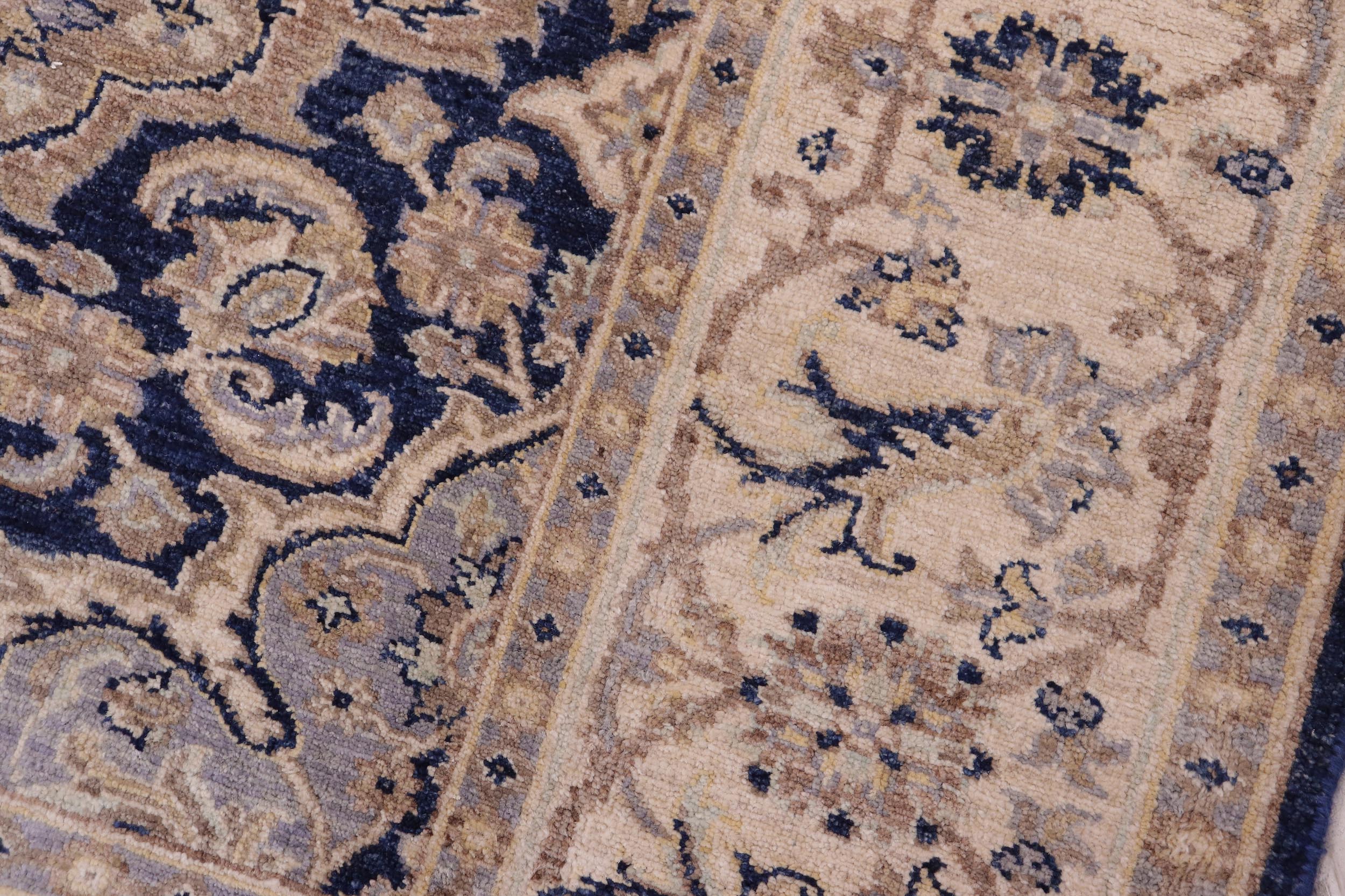 handmade Transitional Kafkaz Blue Beige Hand Knotted RECTANGLE 100% WOOL area rug 6' x 9'