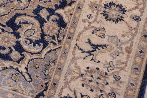 handmade Transitional Kafkaz Blue Beige Hand Knotted RECTANGLE 100% WOOL area rug 6' x 9'