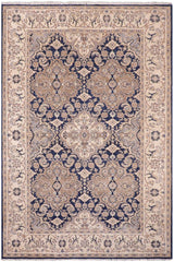 handmade Traditional Kafkaz Blue Beige Hand Knotted RECTANGLE 100% WOOL area rug 6 x 9